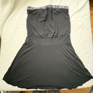 White House Black Market Strapless Dress with Metallic Trim